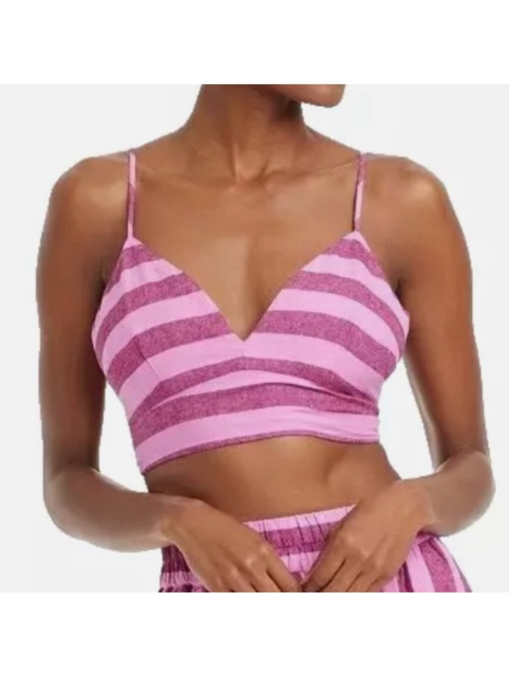 a new day Pink Striped V-Neck Bralette Top